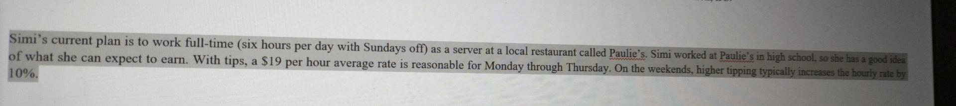  please work out how much Simi will be earning on a