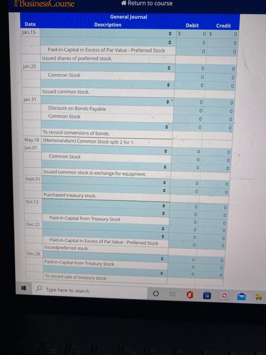  EBusiness Course W Return to course in O Type here to