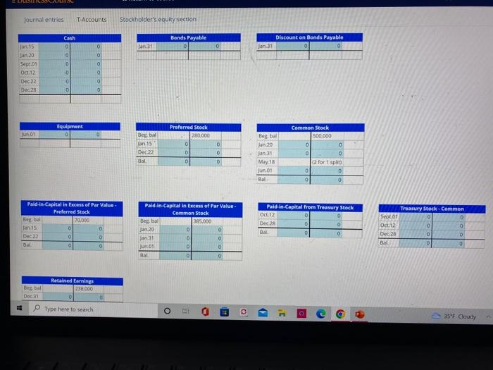 search Stochholder's equitysection Earnings T-account. Determine the ending balances for the stockholde