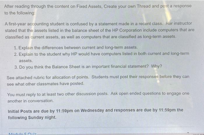  After reading through the content on Fixed Assets, Create your own