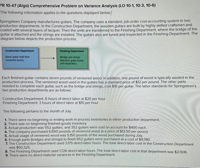  R 10-47 (Algo) Comprehensive Problem on Variance Analysis (LO 10-1, 10-3,