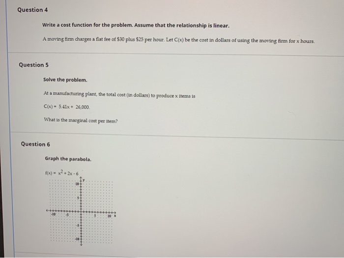  Question 4 Write a cost function for the problem. Assume that