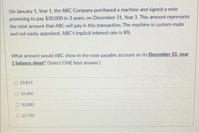 NEED HELP WITH THIS QUESTION On January 1, Year 1, the ABC