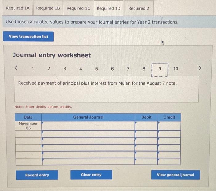 note. Note: Enter debits before credits. Jse those calculated values to prepare