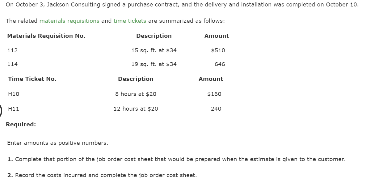 Overhead, Total Cost and the last question)Thanks. Job Order Cost Sheet Remnant