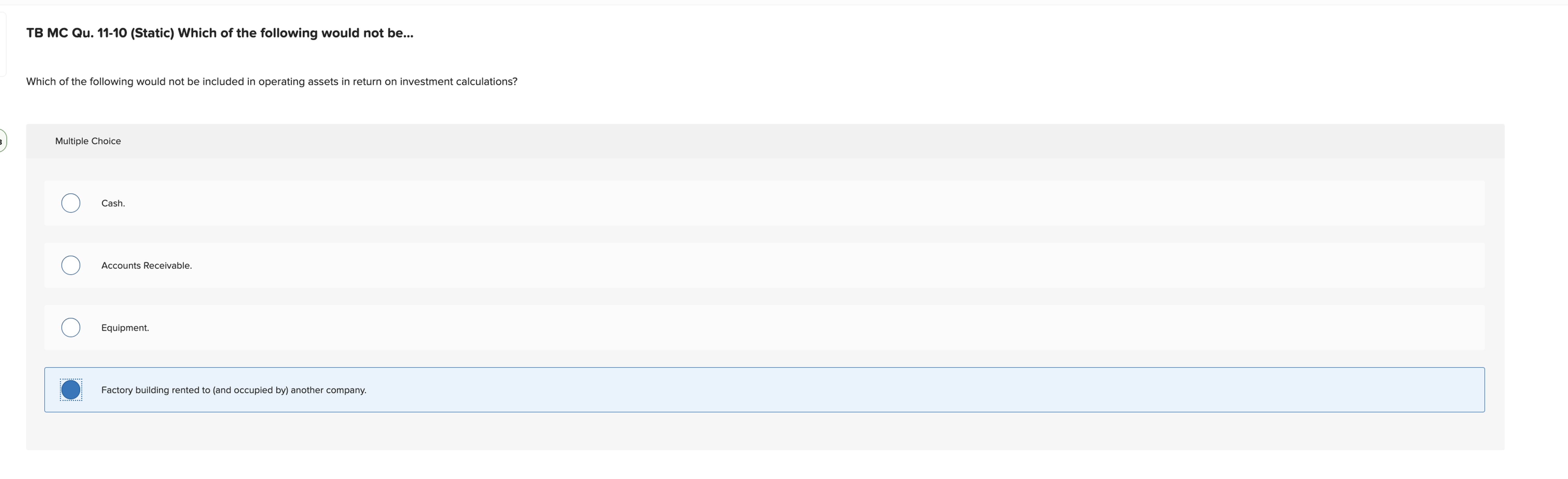  TB MC Qu.11-10(Static) Which of the following would not be... Which