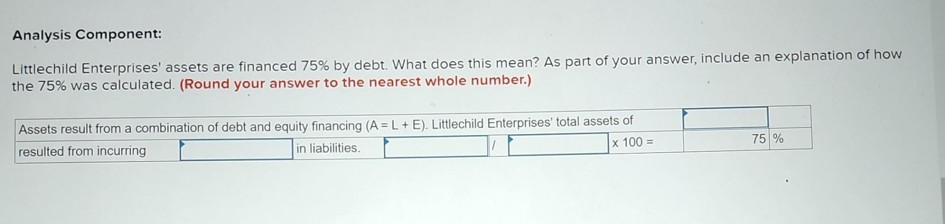 include an explanation of how the 75% was calculated. (Round your answer