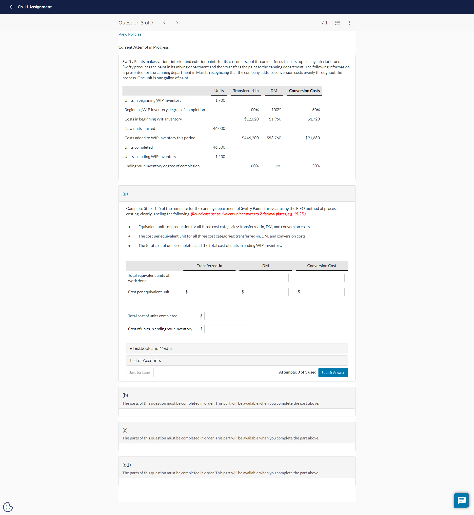 Can I get help for (a) please? Current Attempt in Progress Swifty
