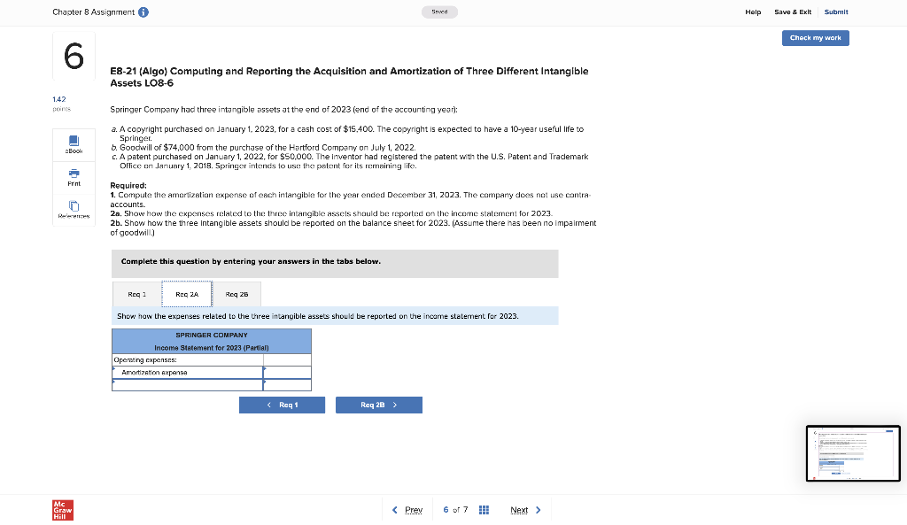 2023 (end of the accounting year): A copyright purchased on January 1,