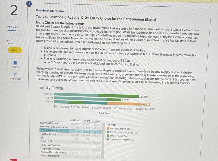 need answer in details please! Required information Tableau Dashboard Activity 12-01: Entity