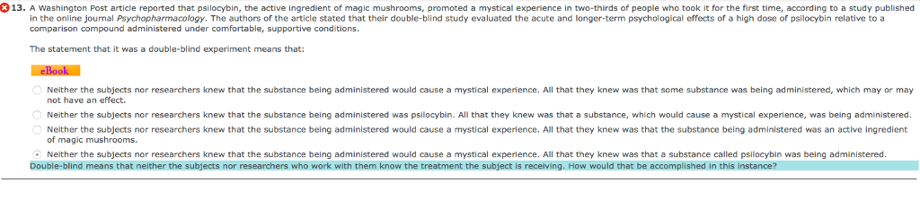  13. A Washington Post article reported that psilocybin, the active ingredient