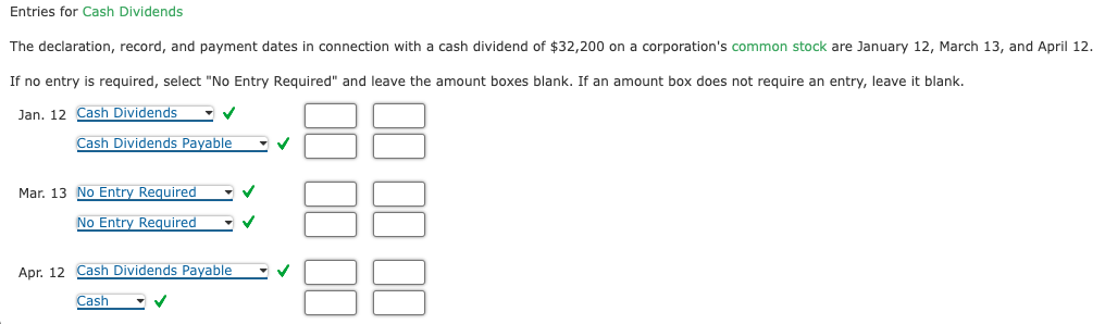 Chpt 13 .3) The declaration, record, and payment dates in connection with