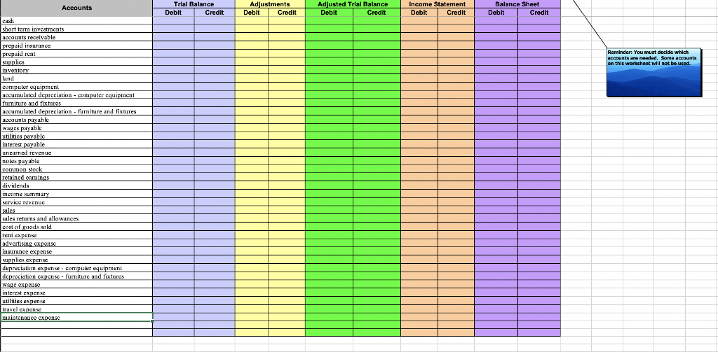  Complete the worksheet based on the information provided on the second