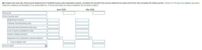 of to cost of goods sold in the menth in which r