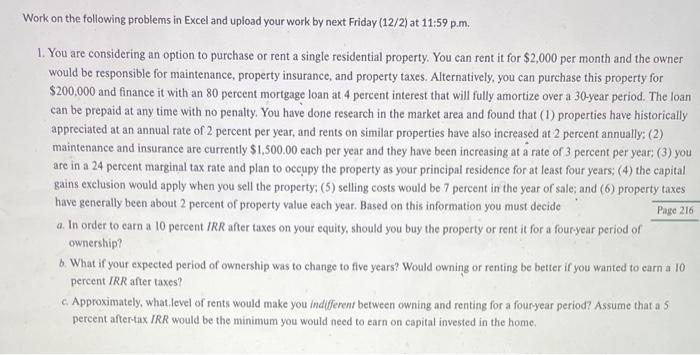 please show how to do in excel. I will upvote, thanks! Work