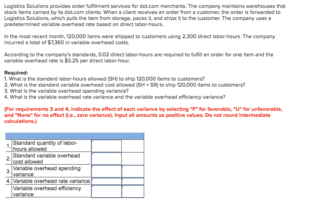 Logistics Solutions provides order fulfillment services for dot.com merchants. The company