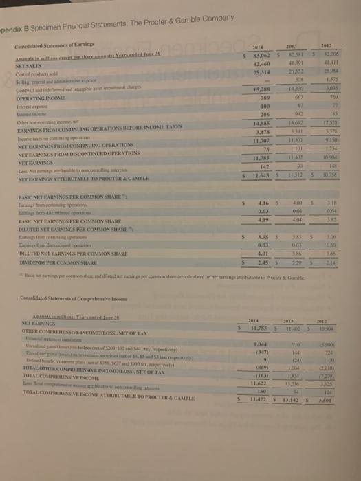 The Procter & Gamble Company (P&G) The financial statements of P&G are