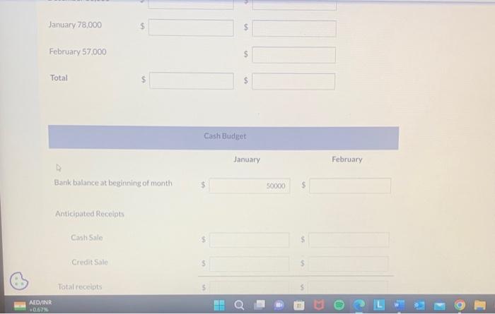 you to prepare a cash budget for the months of January and