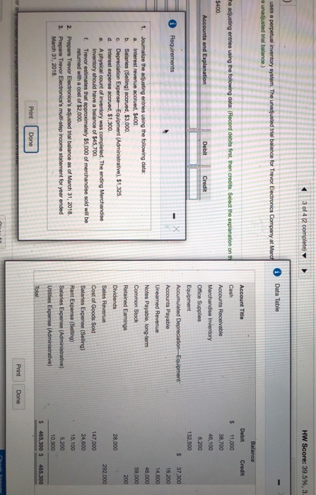  42 complete) HW Score: 39.5%, 3 0 Data Table uses a