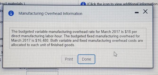 view the budgeted direct cost) (Click the icon to view the direct