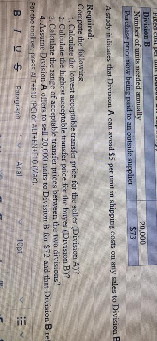 and Division B are divisions within the same company. The managers of