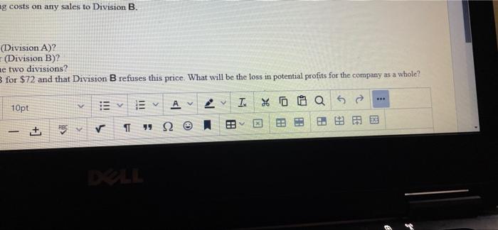 both divisions are evaluated following information relative to two divisions: Division A