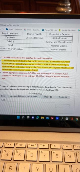 Pearson VUE-Cart Imenson Paradise Co. paid $7,500 cash for 5 months of