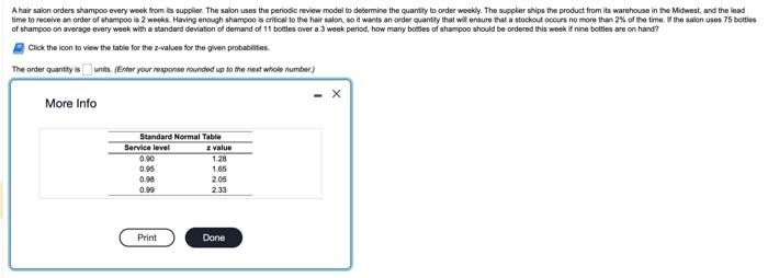  Click the ioon to view the table for the z-values for