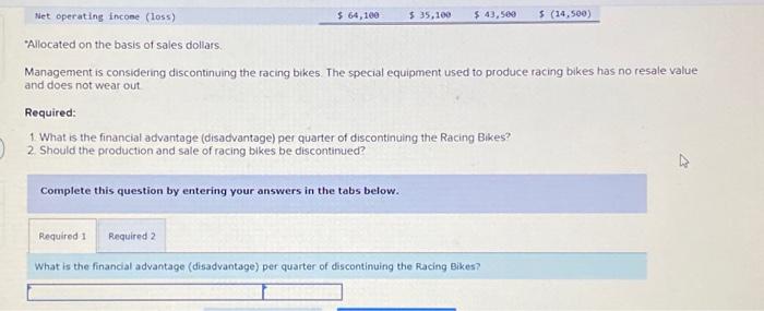 in the tabs below. What is the financial advantage (disadvantage) per quarter
