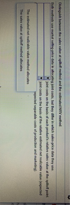  * Distinguish between the sales value at splitoff method and the