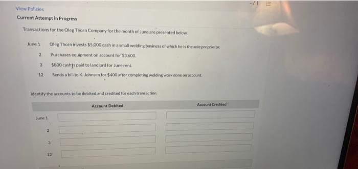  - 71 View Policies Current Attempt in Progress Transactions for the