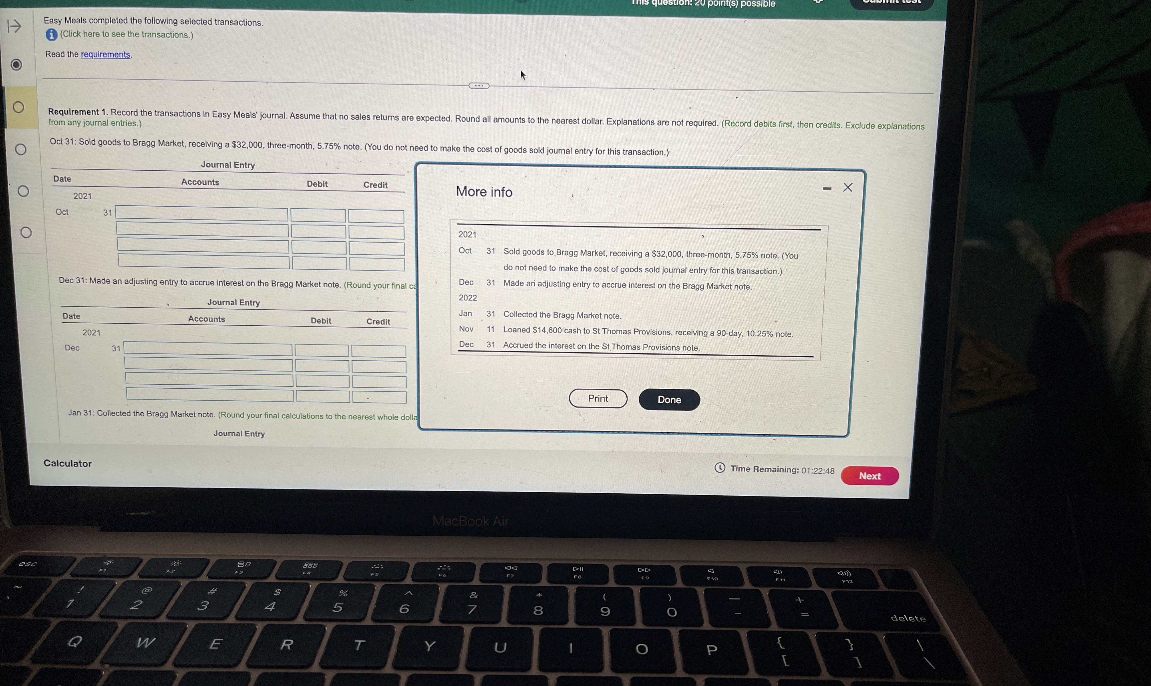  Easy Meals completed the following selected transactions. (Click here to see