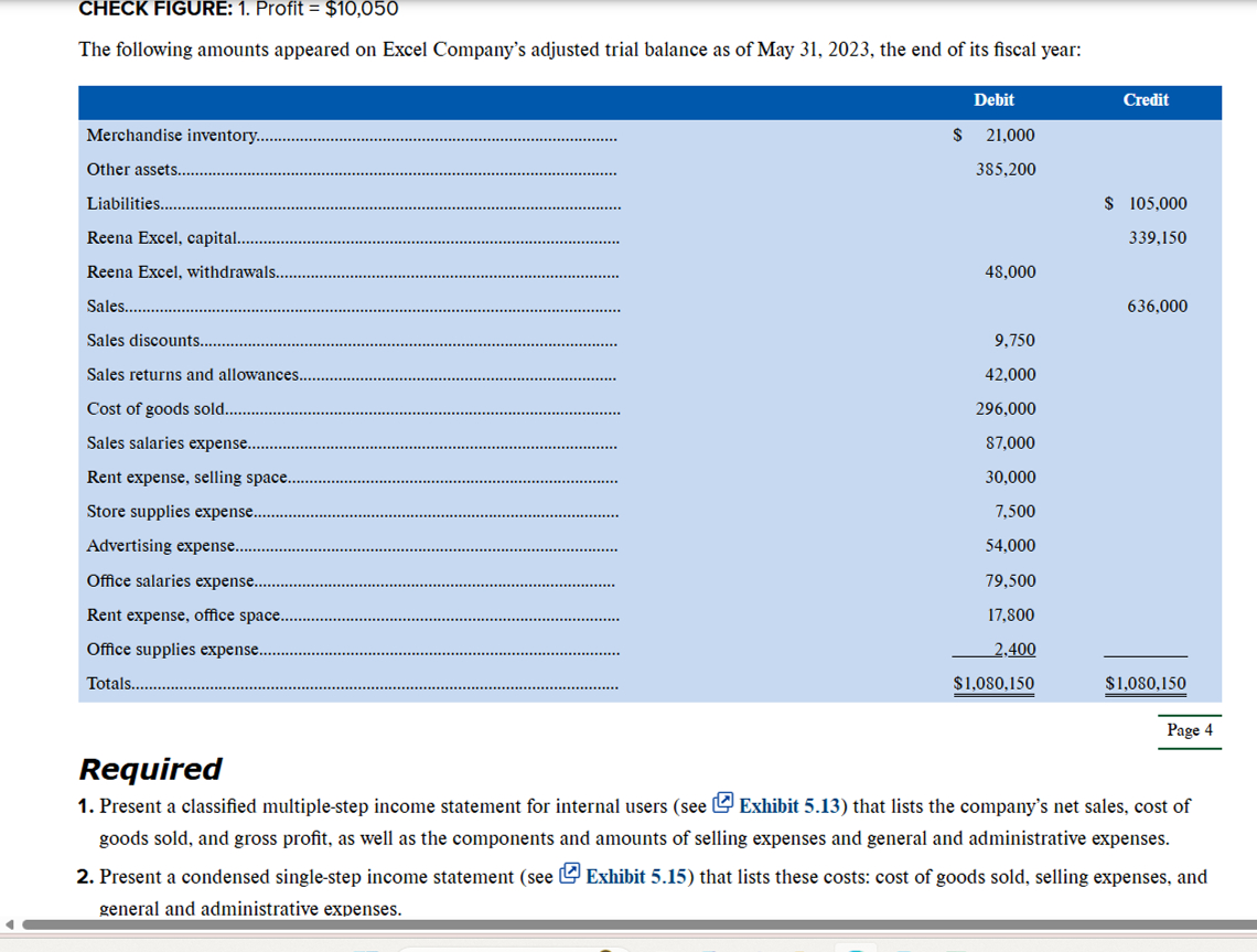  Required Present a classified multiple-step income statement for internal users (see