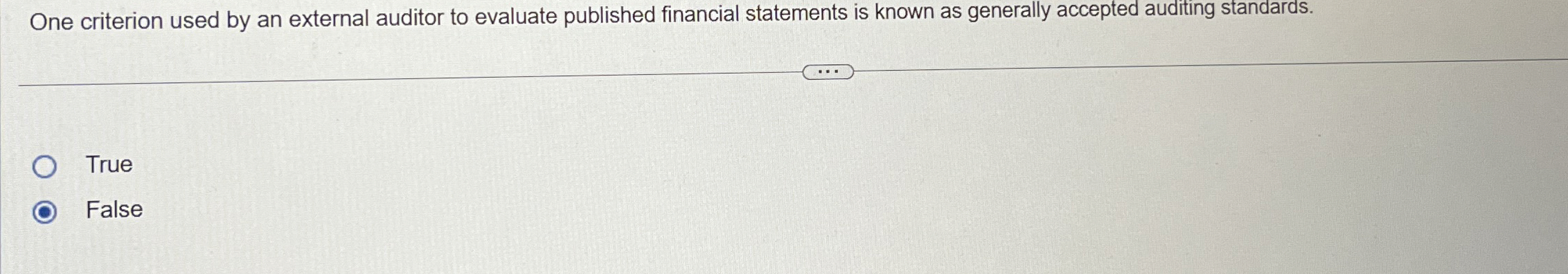  One criterion used by an external auditor to evaluate published financial