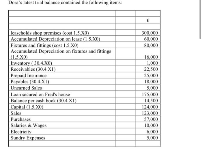 books throughout the year and these have been kept correctly. Unfortunately, Dora