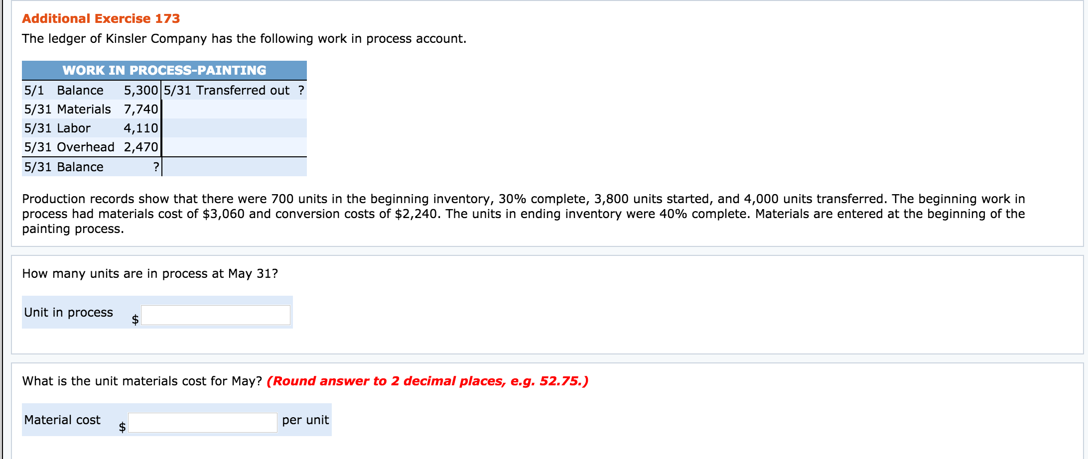  What is the unit conversion cost for May? (Round answer to