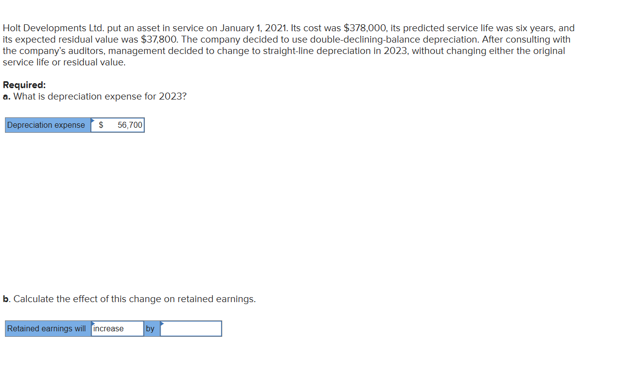  Holt Developments Ltd. put an asset in service on January 1,2021.