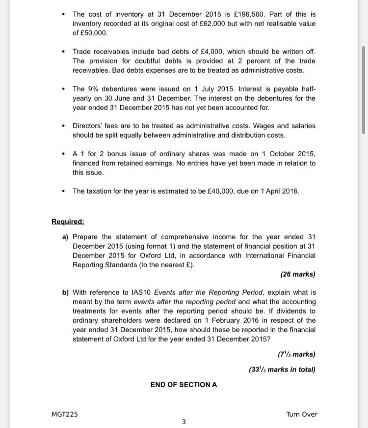 Ltd prepares financial statements to 31 December each year. The company's trial