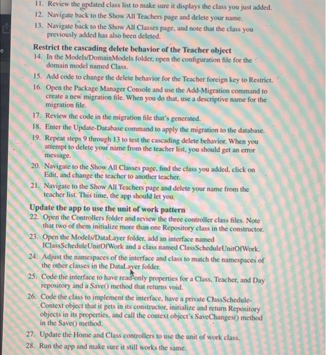 you'll review domain model and configuration code as well as the migration