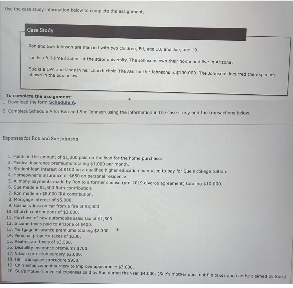  Use the case study information below to complete the assignment. Case