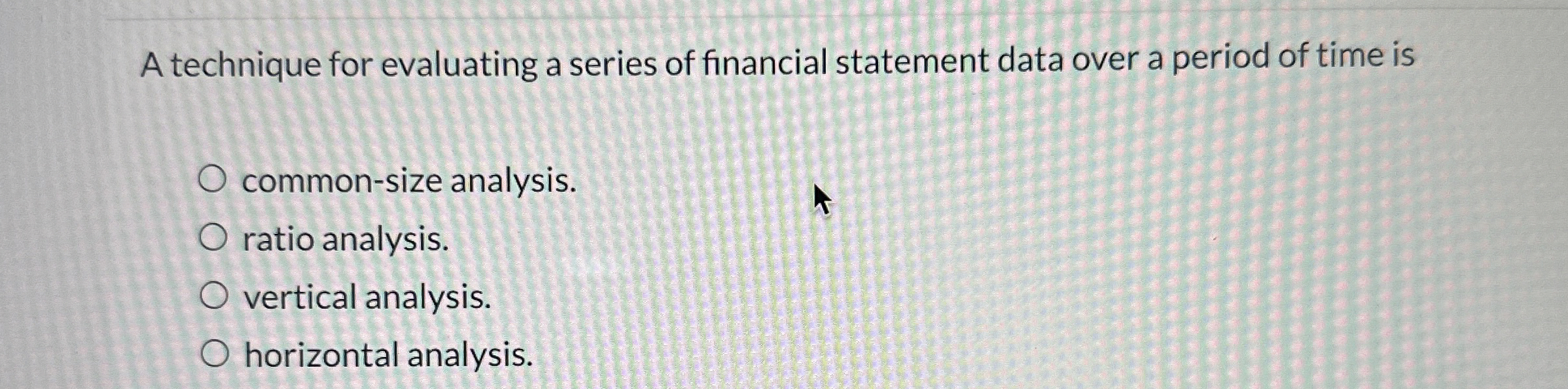  A technique for evaluating a series of financial statement data over