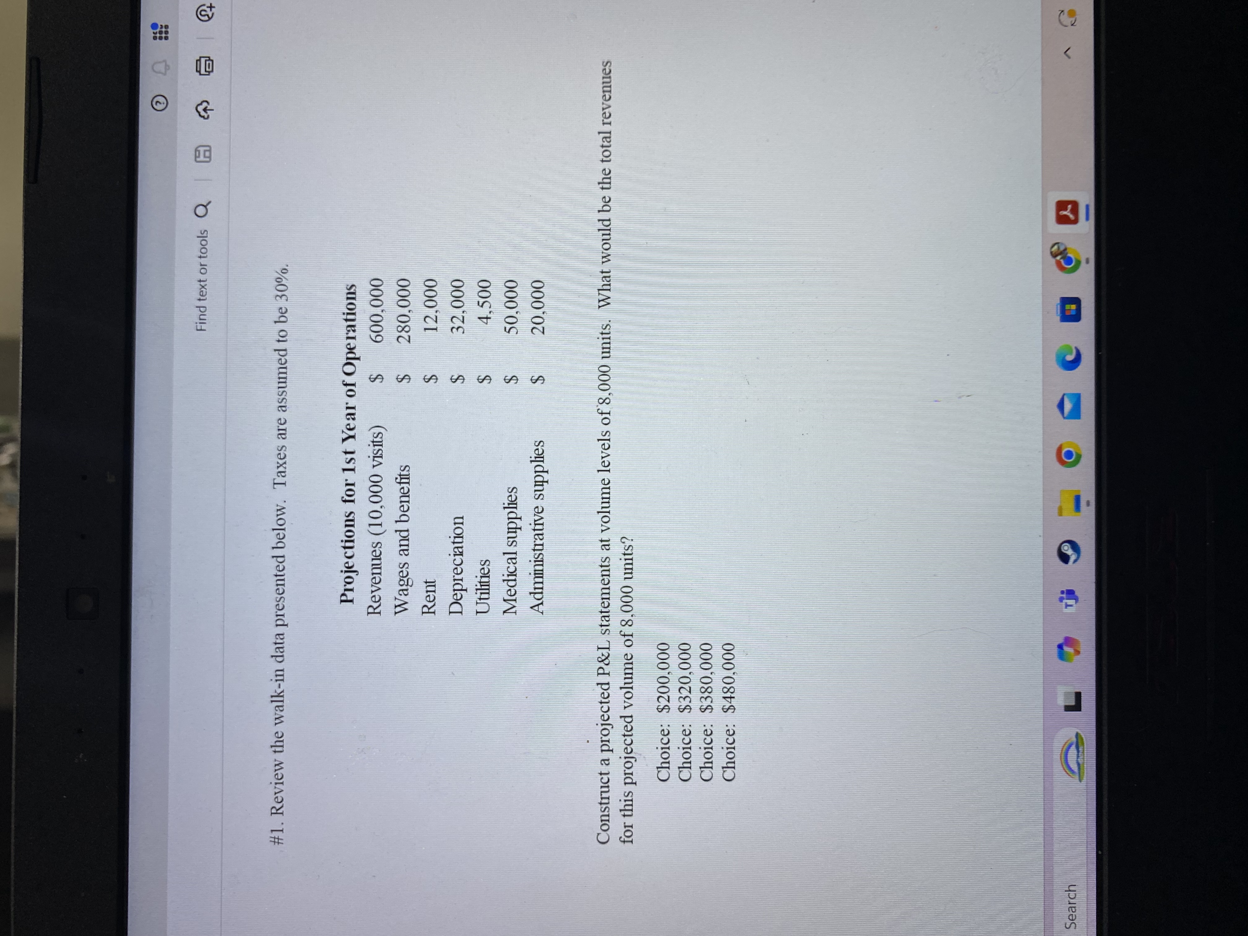  #1. Review the walk-in data presented below. Taxes are assumed to
