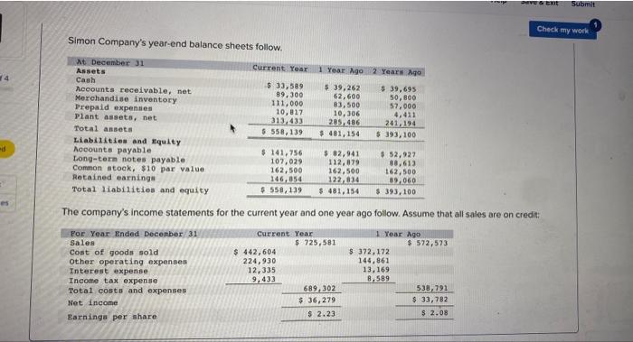 Question 1: Question 2: Question 3: Question 4: Simon Company's year-end balance