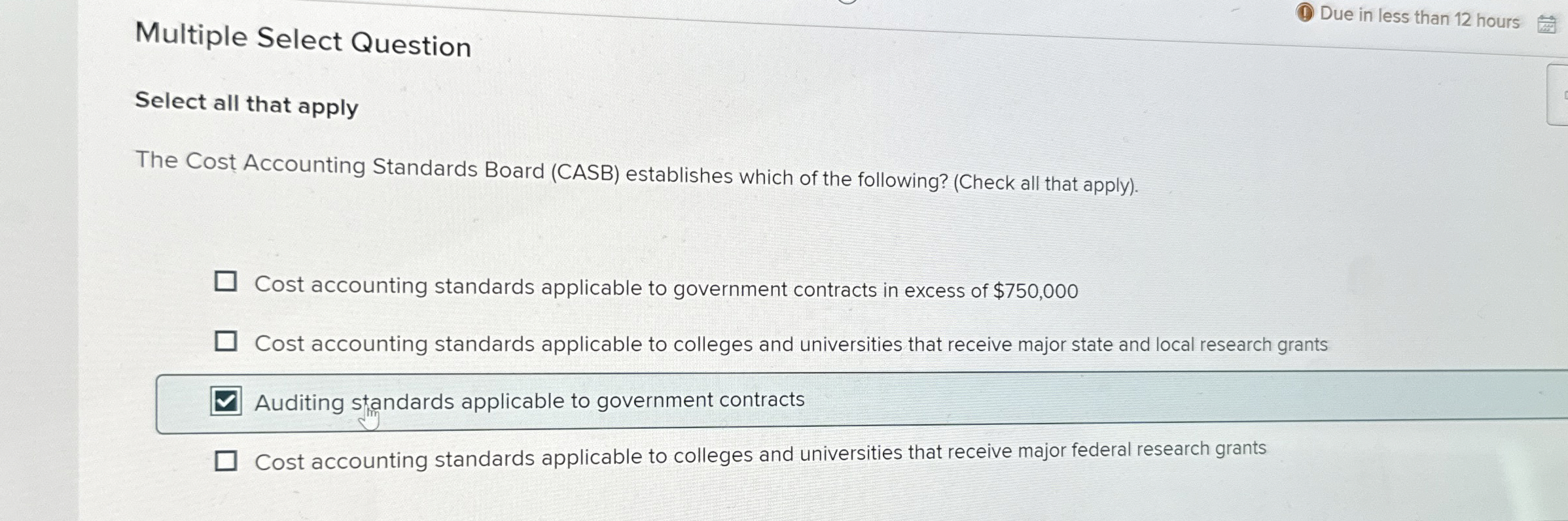  Multiple Select Question Due in less than 12 hours Select all