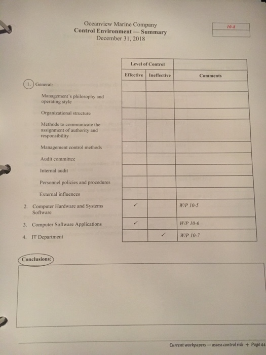 to complete the table for Item #1 and conclude on the effectiveness