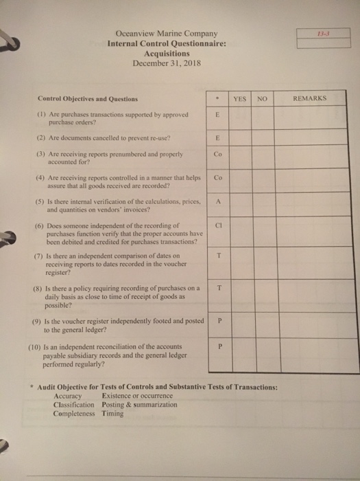 of the Control Environment. Workpaper 13-3 You will need to indicate whether