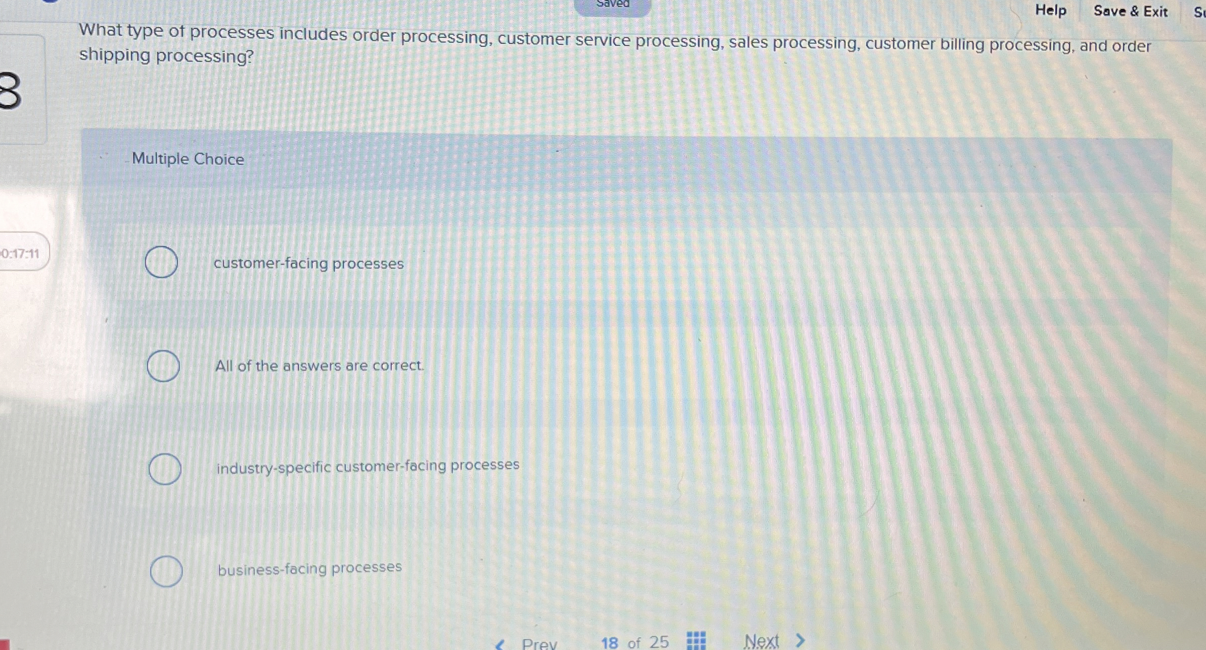  Saved Help Save & Exit Si What type of processes includes