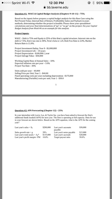  Based on the inputs below prepare a capital budget analysis for