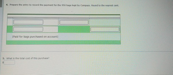 shipped to its warehouse. Compass returned 50 bags that were defective and
