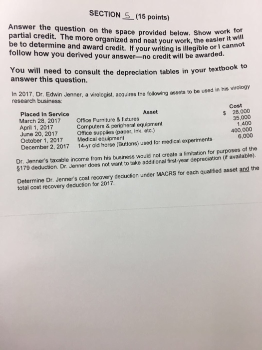  SECTION 5 (15 points) Answer the question on the space provided